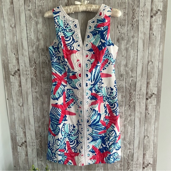 Lilly Pulitzer She Shells Janice Starfish Shift Dress 0 - Picture 1 of 4